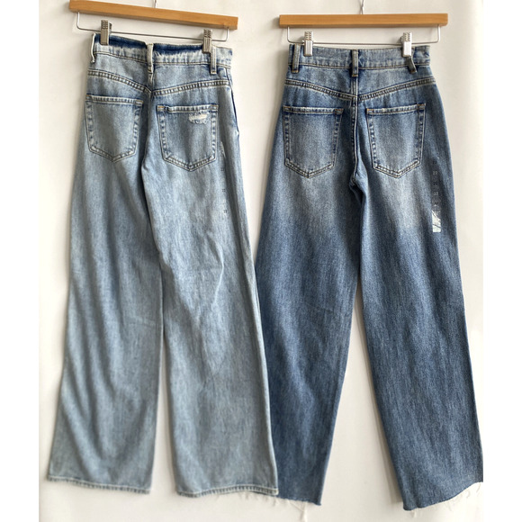 PACSUN Two Pairs of Ripped Baggy Jeans Stretch Button Fly Blue Size 22 NWOT - Picture 2 of 8